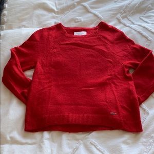 cropped red sweater